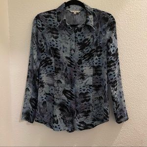 CAbi Y2K blue and black blouse Sz S